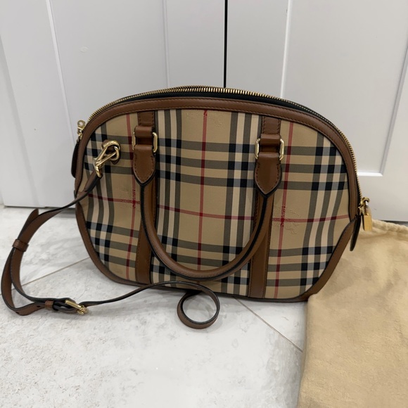 Burberry Tan and Brown Plaid Crossbody Bag - Picture 2 of 11